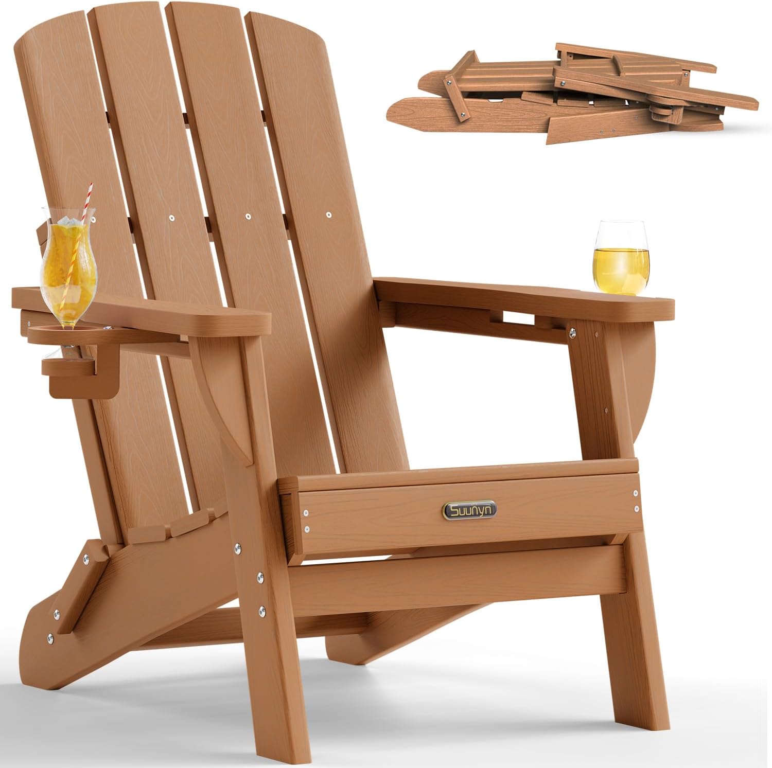 HDPE Foldable Adirondack Chair Dual Cup Holder