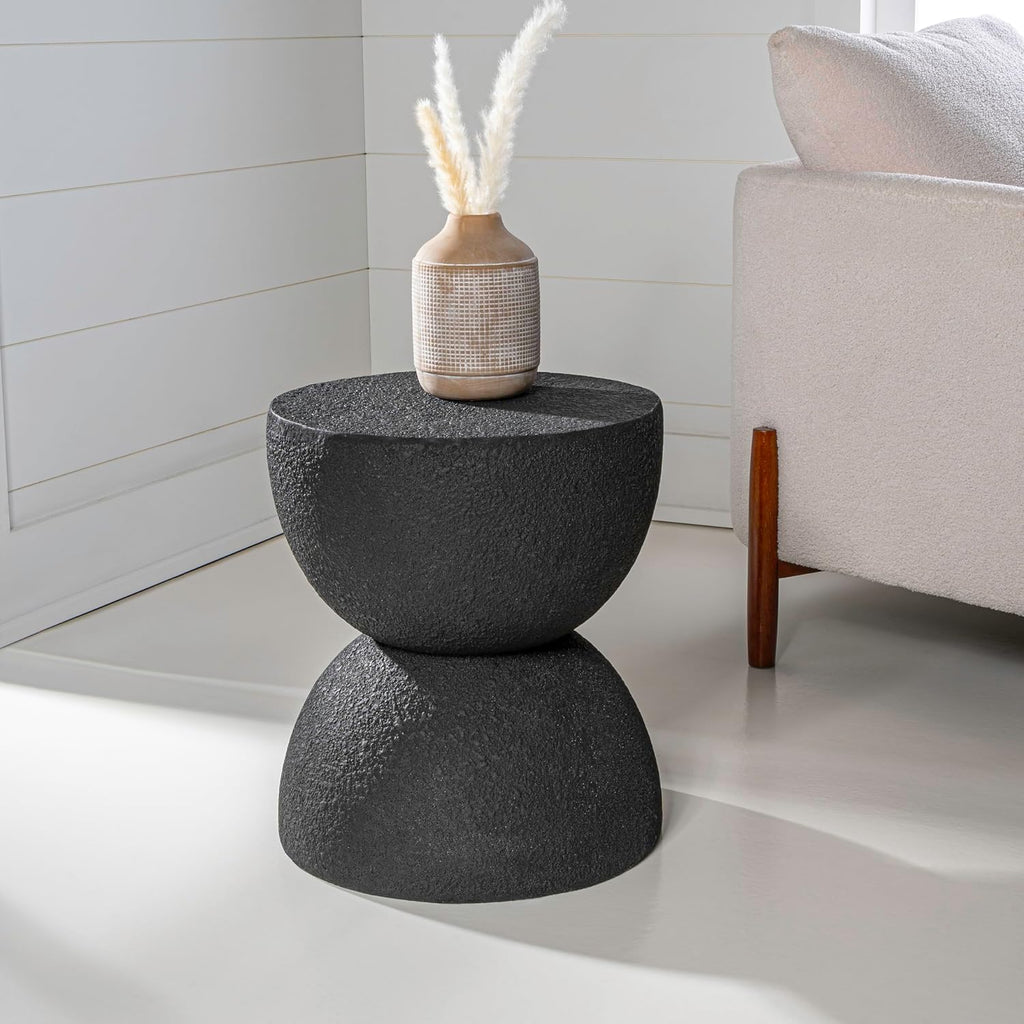 Polyresin Hourglass All-Weather Outdoor Side Table