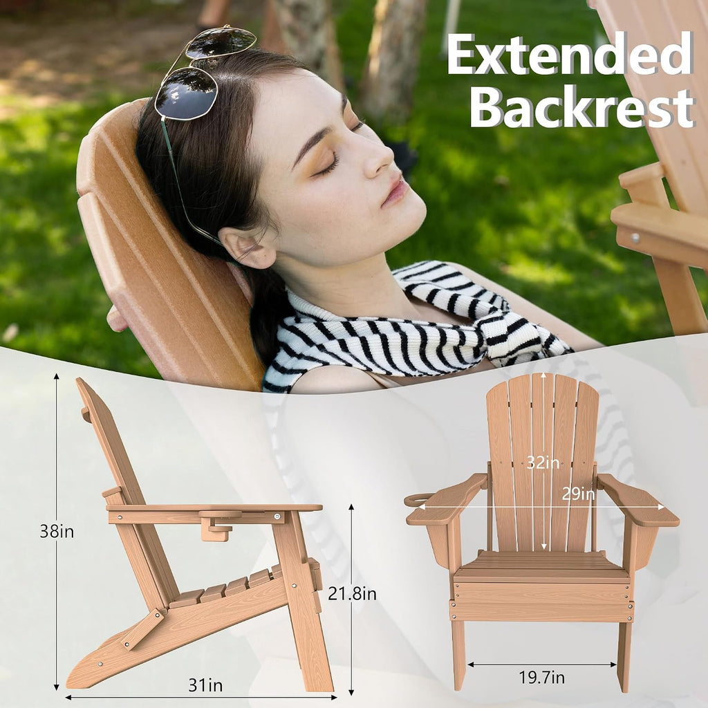 Wood Textured HDPE Adirondack Set 2 Cup Holder