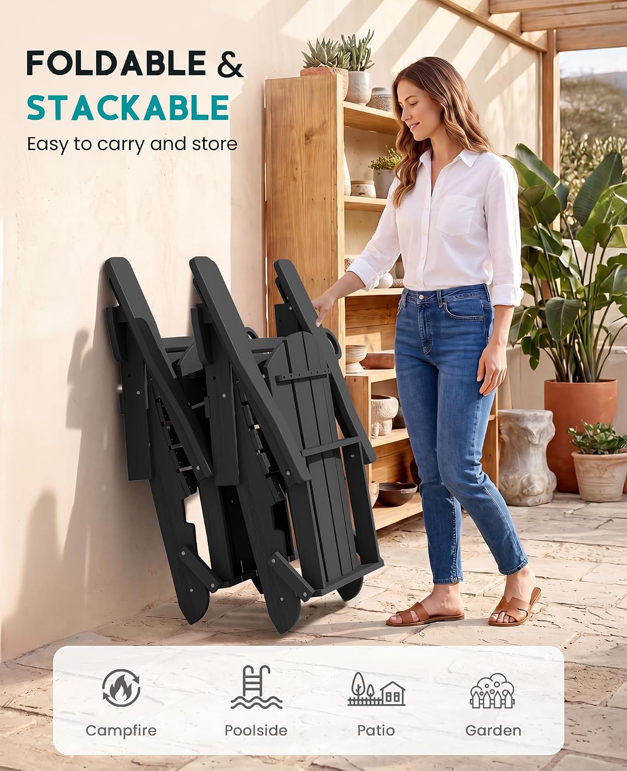 Adjustable HDPE Foldable Adirondack Chair Set of 2