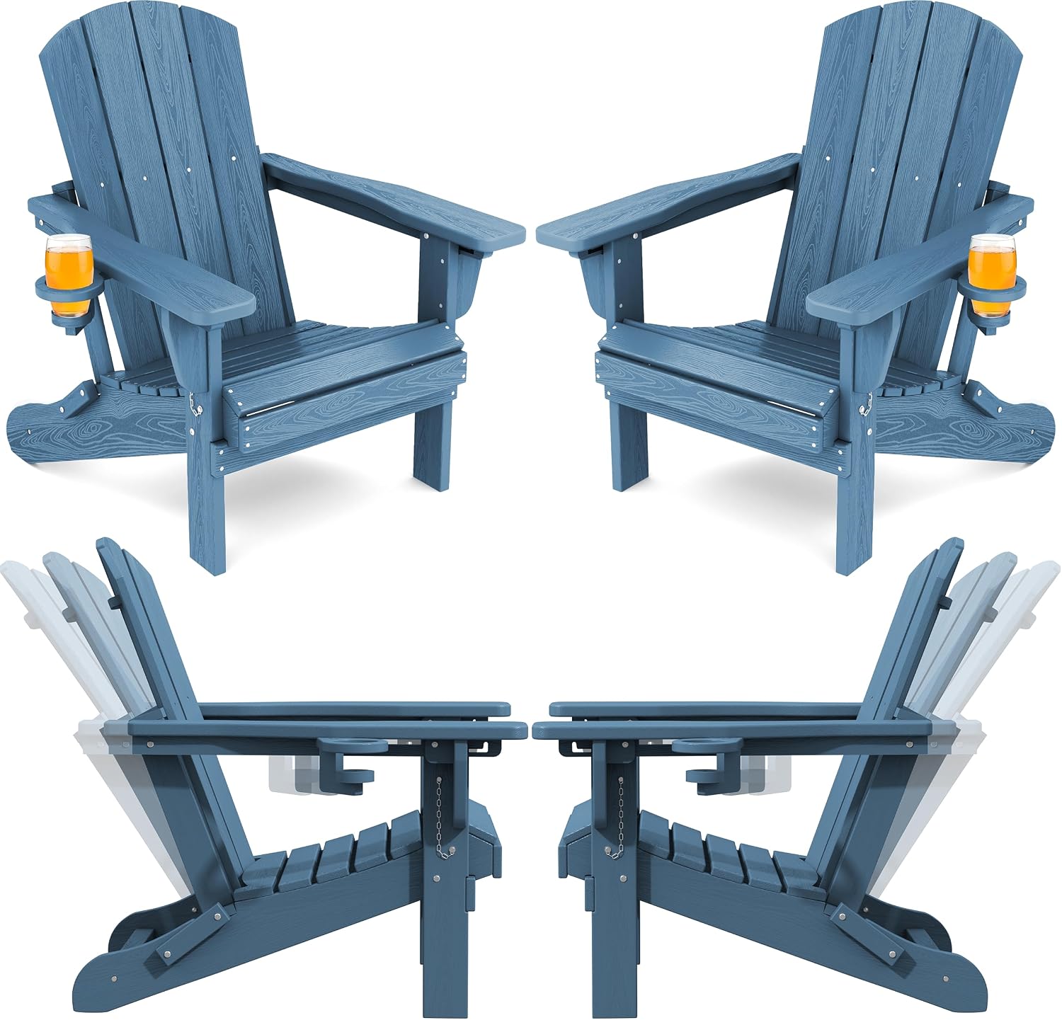 Adjustable HDPE Foldable Adirondack Chair Set of 4