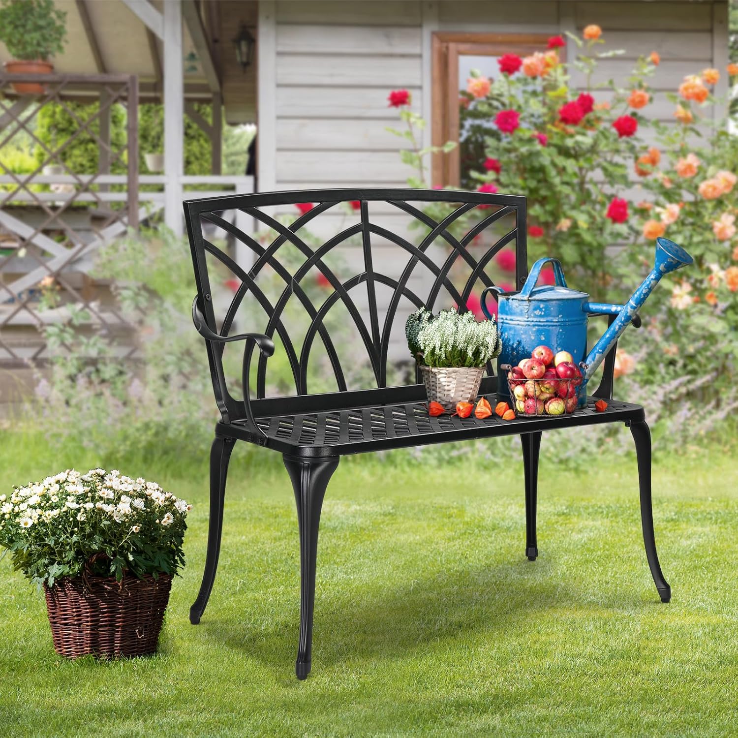 Cast Aluminium Weatherproof Outdoor Garden Bench