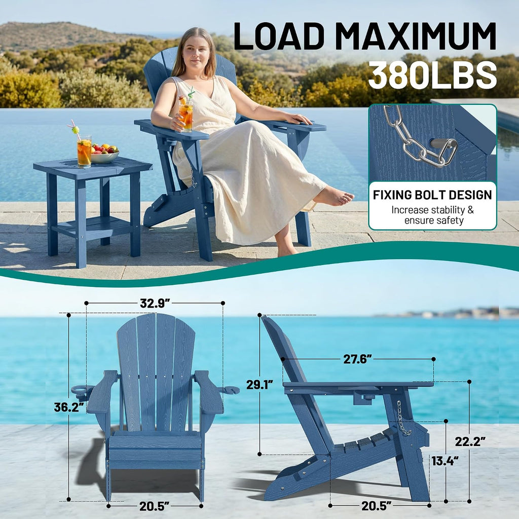 HDPE Foldable Dual Cup Holder Adirondack Chair Set of 2