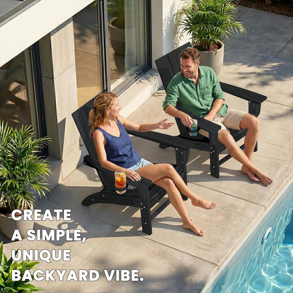 HDPE Modern Cup Holder Outdoor Adirondack Chair