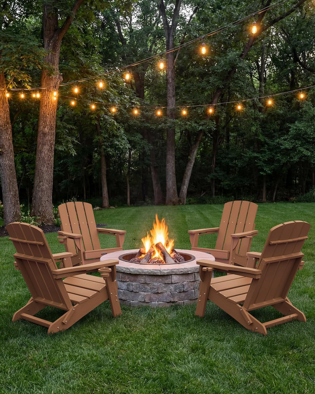 HDPE Foldable Adirondack Chair Dual Cup Holder