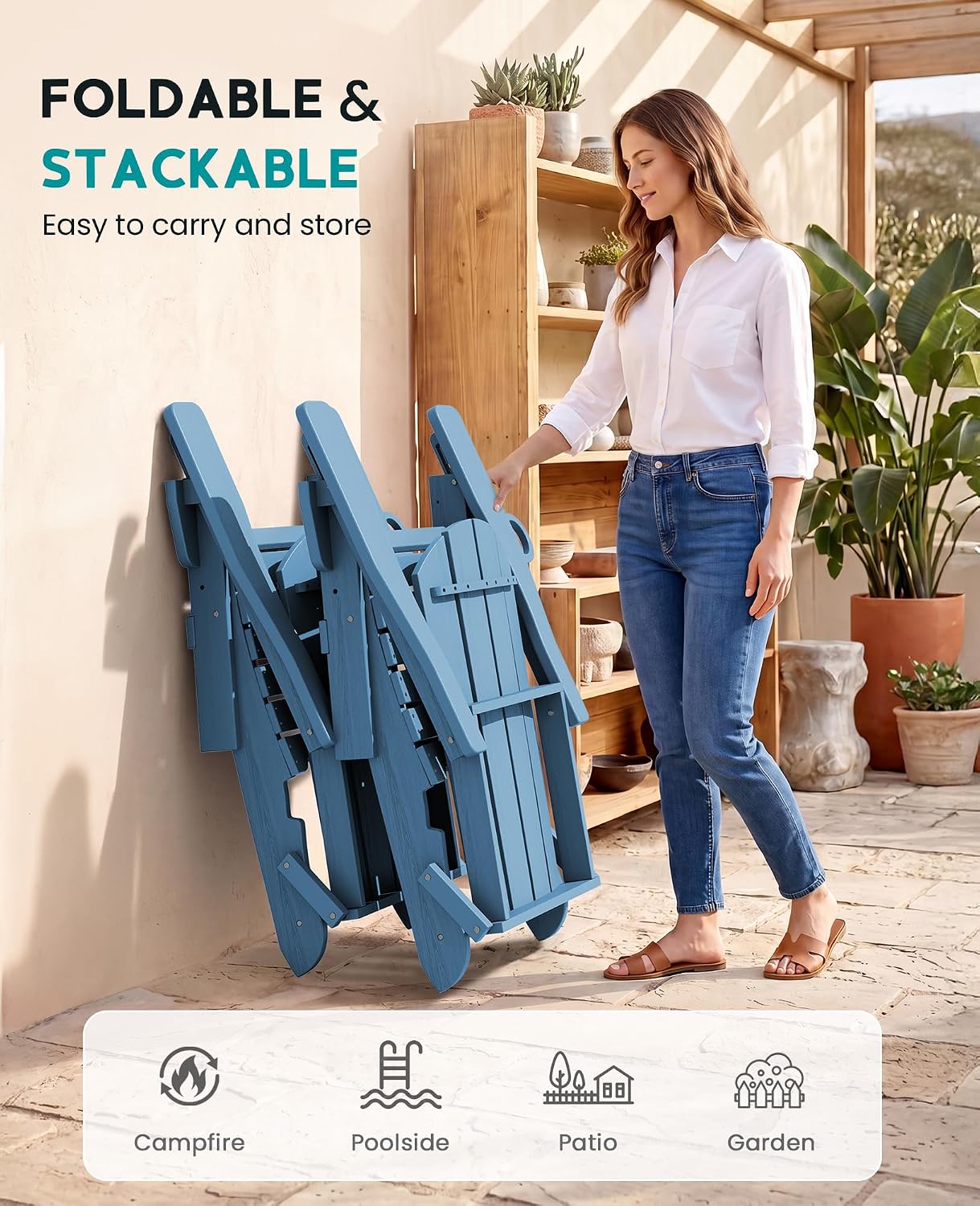 Adjustable HDPE Foldable Adirondack Chair Set of 4