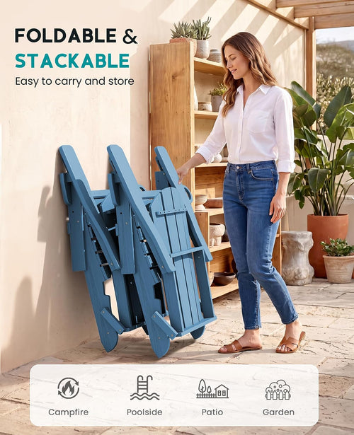 Adjustable HDPE Foldable Adirondack Chair Set of 4