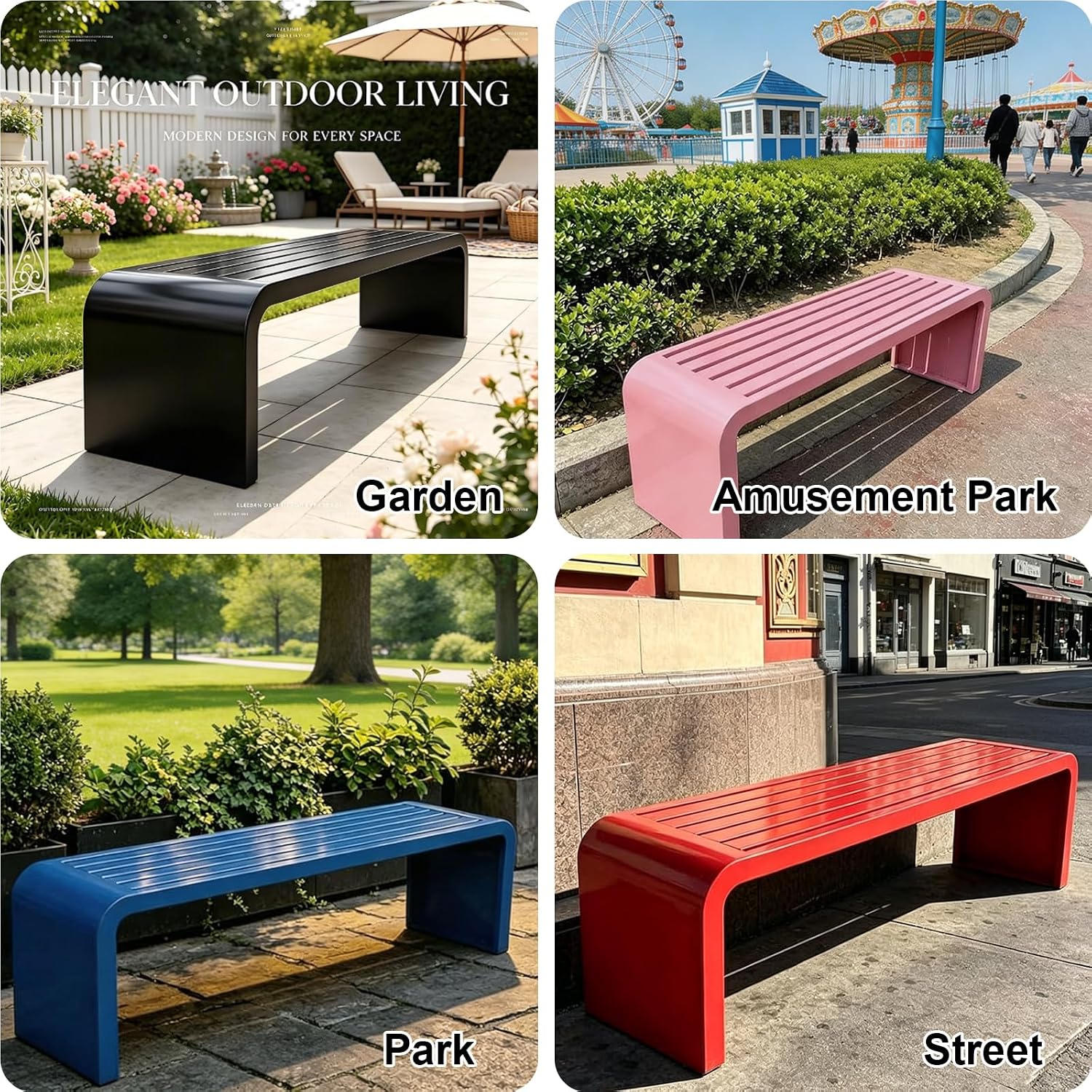 Stainless Steel Waterproof Backless Outdoor Patio Bench