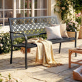 Galvanized Metal Floral Backrest Heavy Duty Outdoor Bench