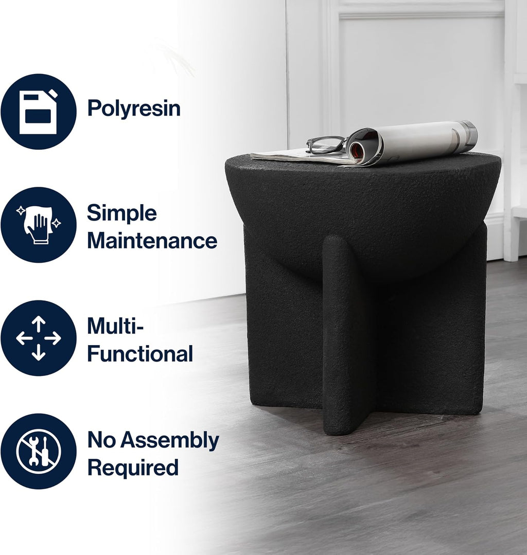 Polyresin Weather Resistant Drum Patio Accent Table