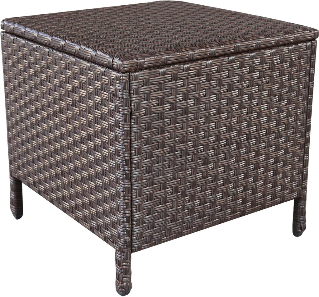 Square PE Wicker Outdoor Storage Patio Side Table