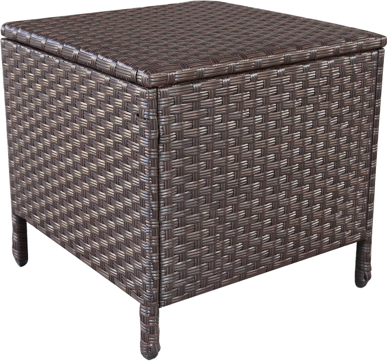 Square PE Wicker Outdoor Storage Patio Side Table