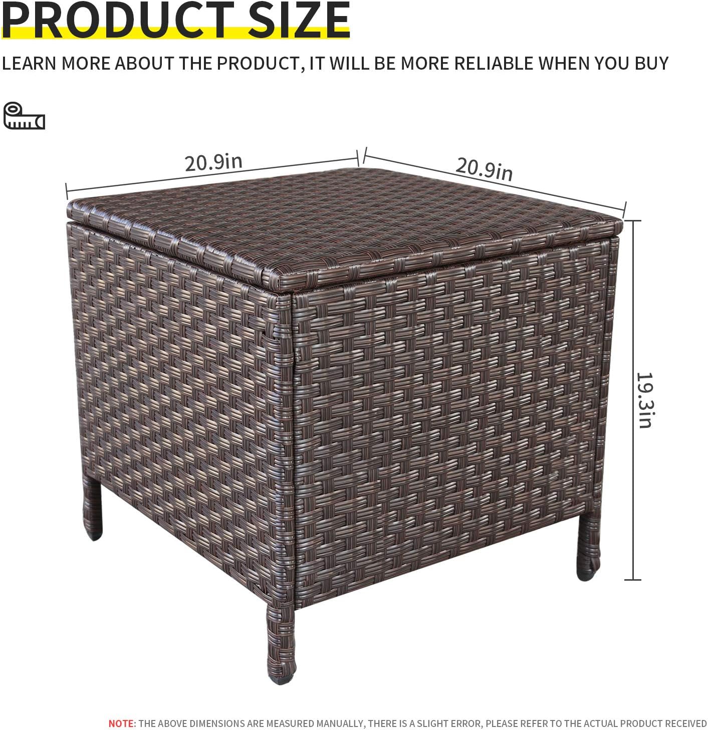 Square PE Wicker Outdoor Storage Patio Side Table