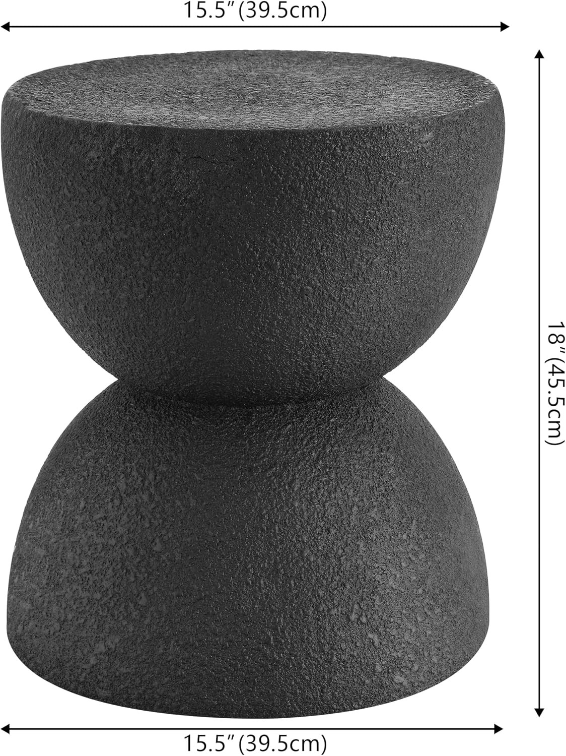 Polyresin Hourglass All-Weather Outdoor Side Table