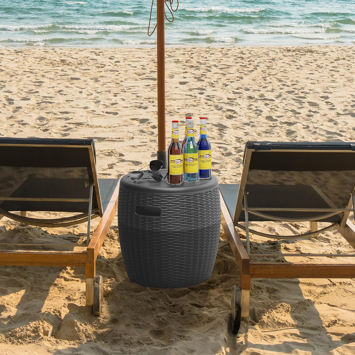 Resin Outdoor Beverage Cooler Side Table