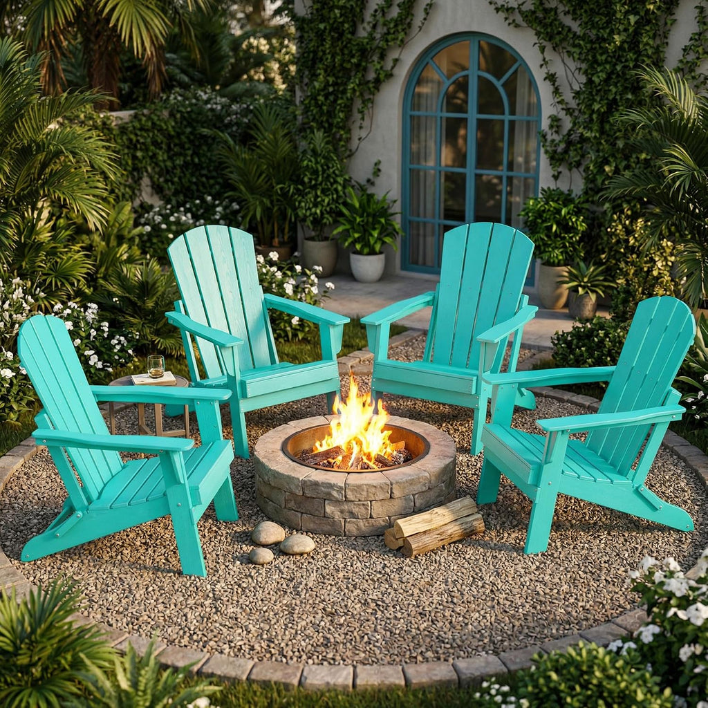 HDPE Foldable All-Weather Adirondack Chair Set of 4
