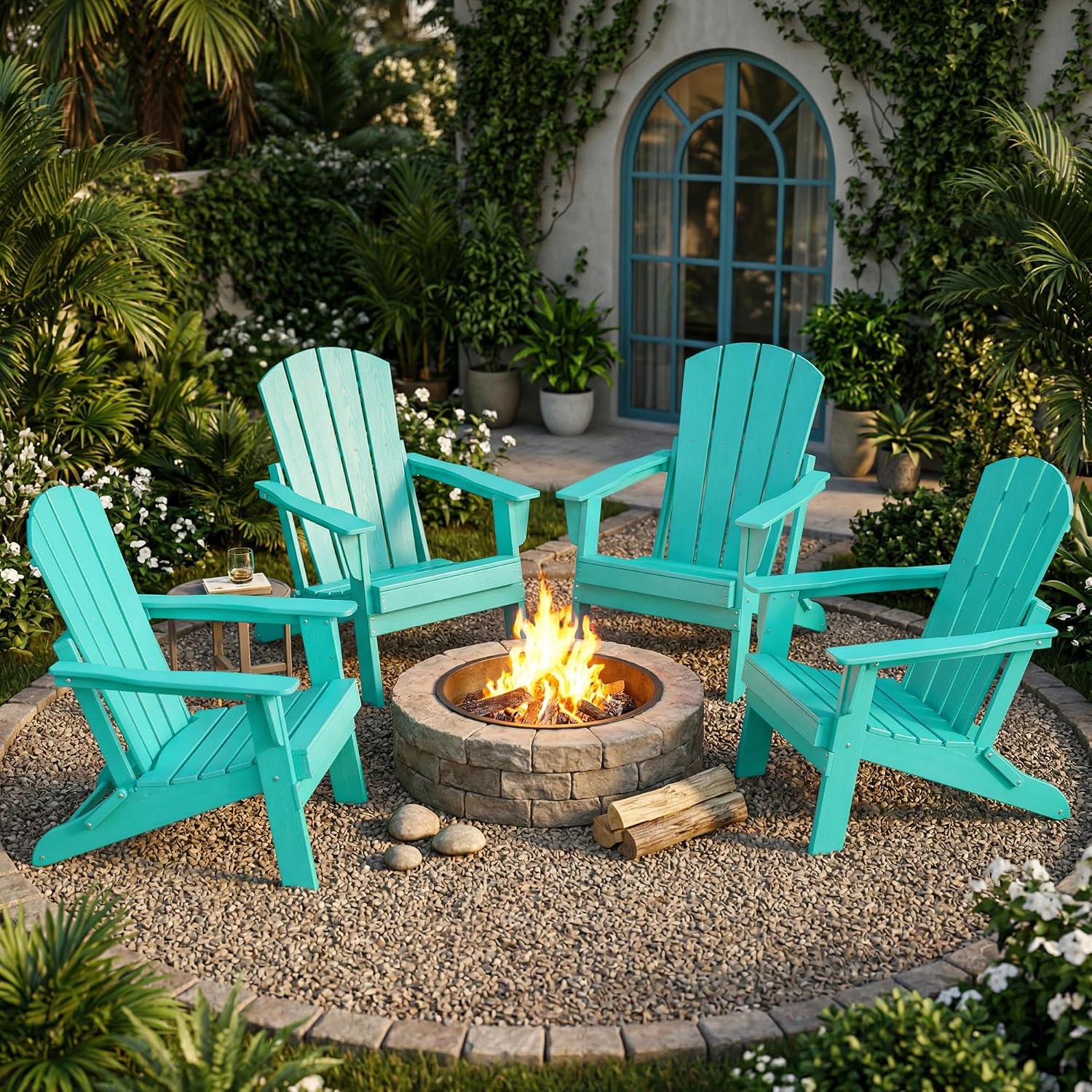 HDPE Foldable All-Weather Adirondack Chair Set of 4