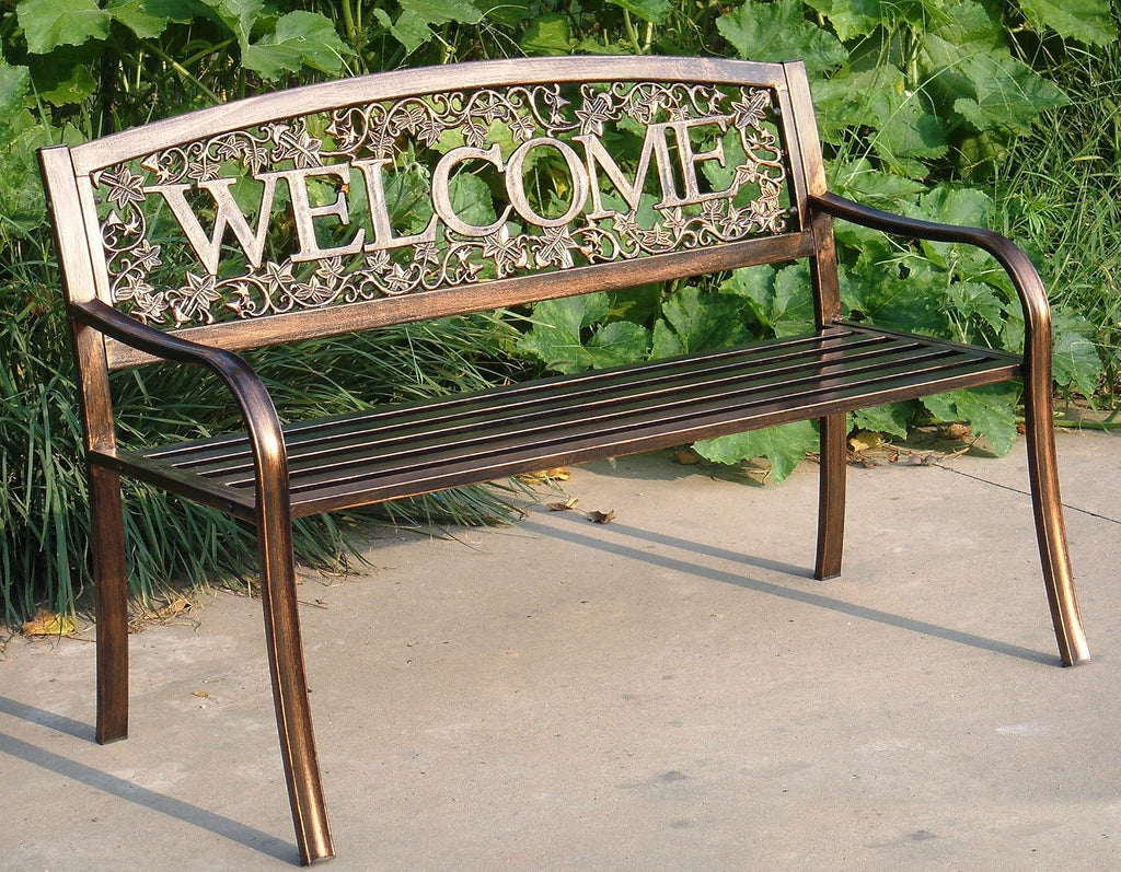 Metal Welcome Outdoor Patio Bench